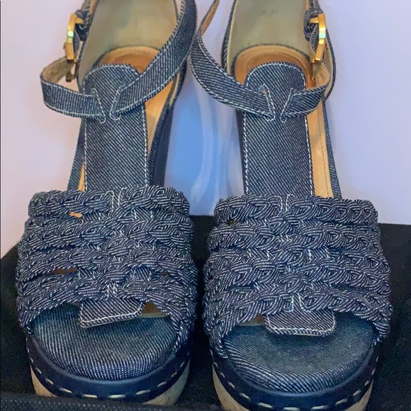 CHLOE denim wedge sandals - Picture 2 of 8